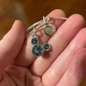 Alex and Ani Silver and Blue Bracelet with Mickey Charm